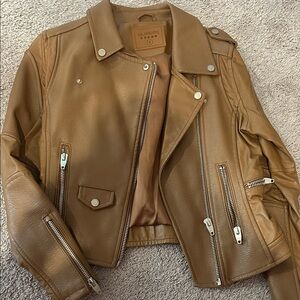Blank NYC Tan Leather Moto Jacket